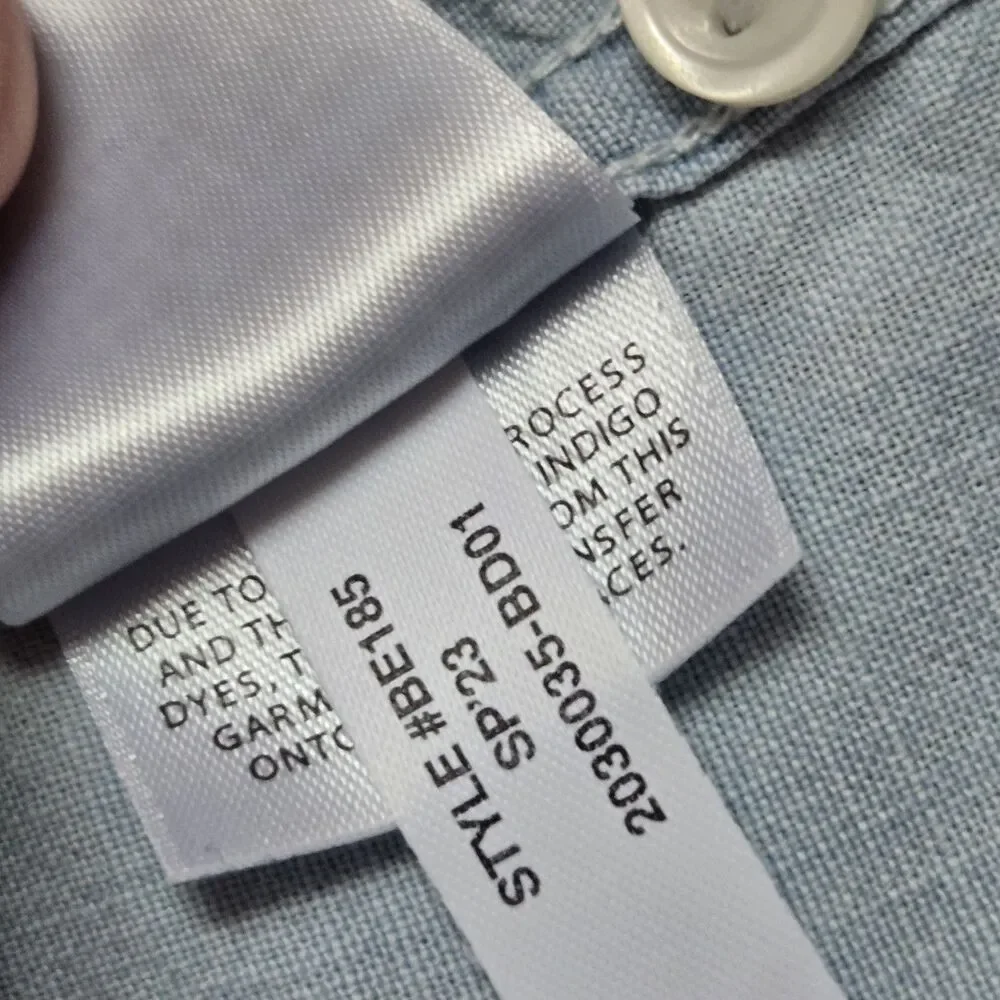J.Crew Organic Cotton Button Up Shirt Mens XXLT Light Blue Short Sleeve Classic